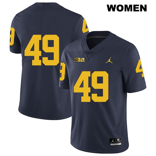 Women's NCAA Michigan Wolverines Lucas Andrighetto #49 No Name Navy Jordan Brand Authentic Stitched Legend Football College Jersey WS25M05EZ